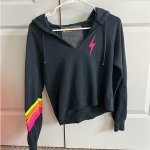Neon aviator nation sweatshirt with lightning bolt